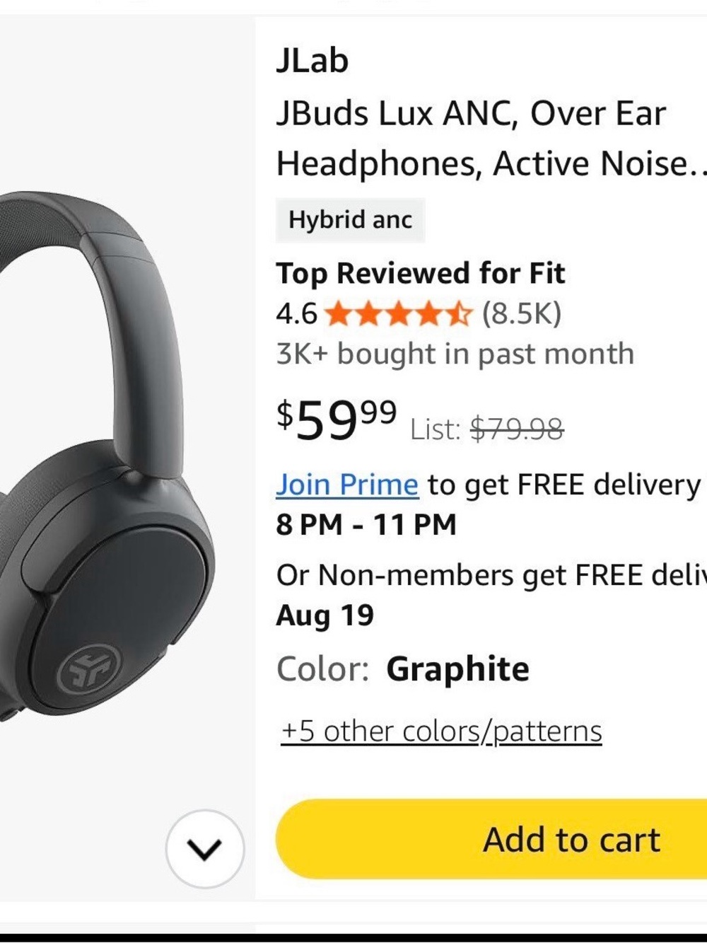JBuds Lux ANC Over-Ear Headphones - Picture 1 of 3